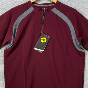 NEW DeMarini Game Day BP Jacket Youth Large Maroon Grey Quarter Zip Short Sleeve